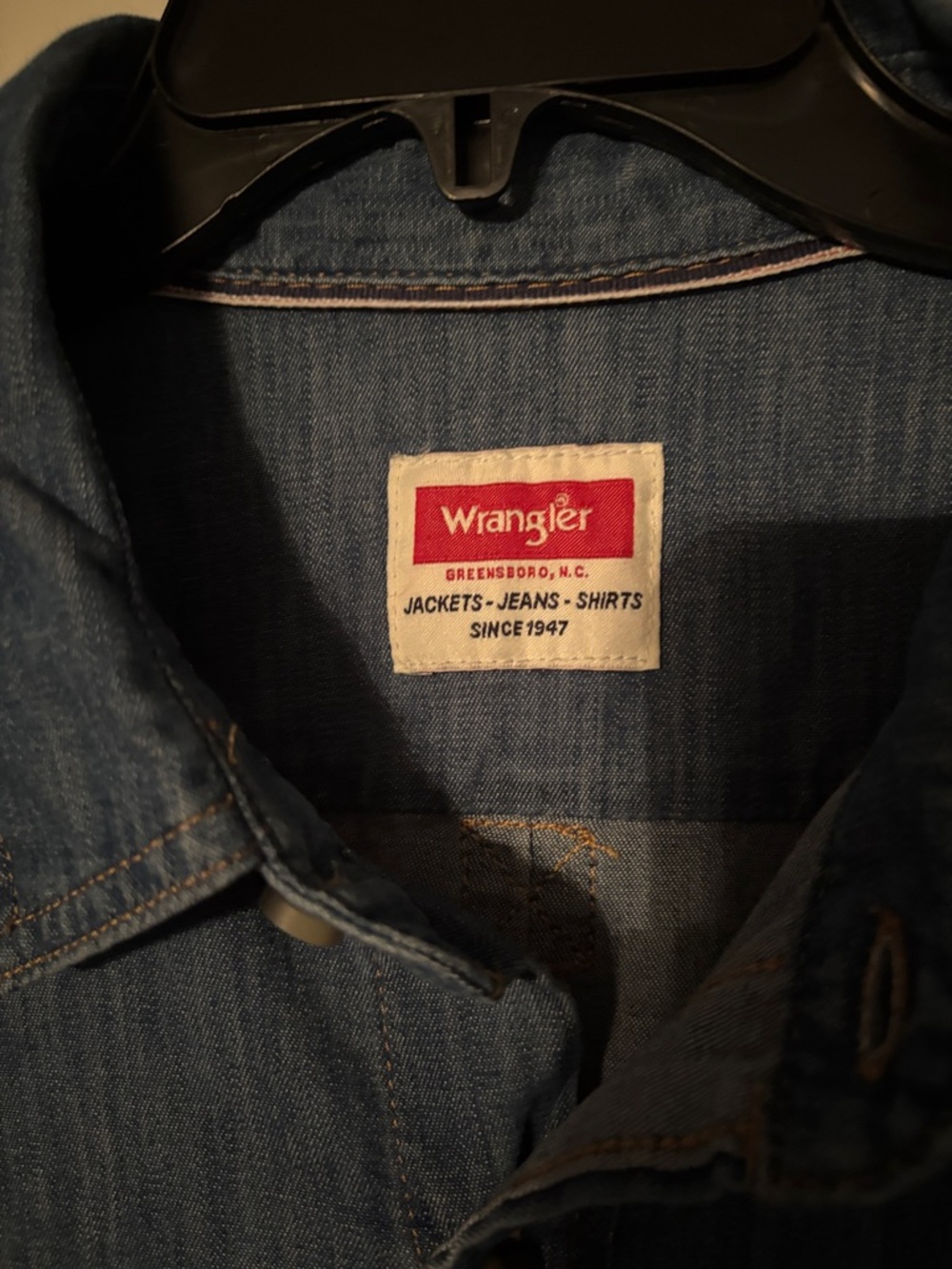 Wrangler Classic Denim Button-Down Shirt - Medium Blue men’s xl - Picture 3 of 7